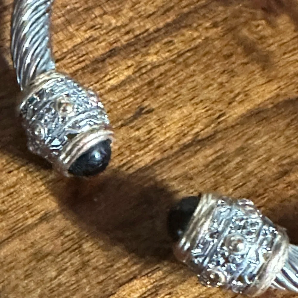 Sophisticated Silver and Gold Bracelet. Stainless steel. Resin accents